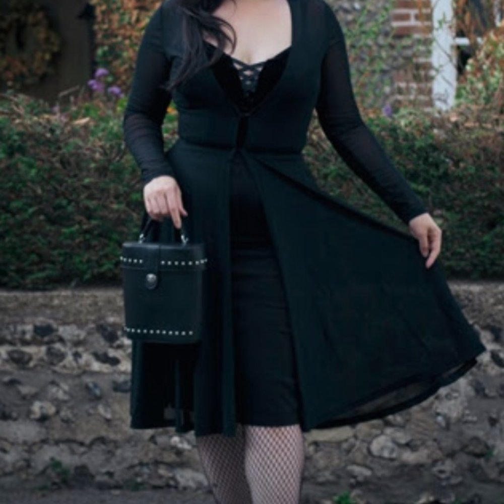 Collectif Mainline Salem Mesh Swing Dress  UK 18 (U.S. 14) Black Sheer NWOT